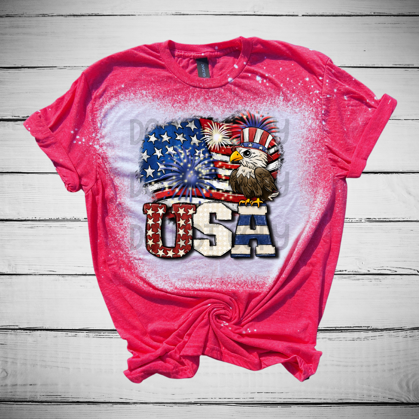 USA Eagle Bleached Distressed Tee Shirt