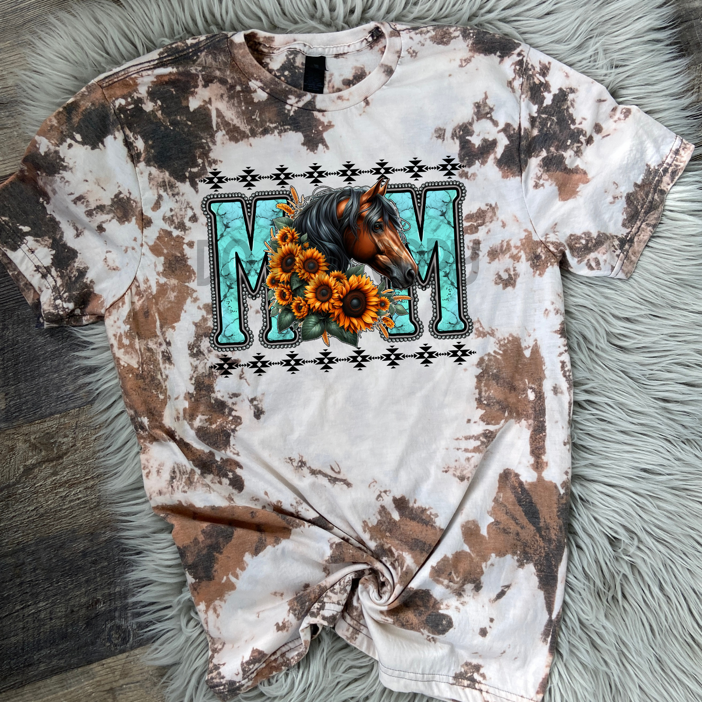 Western Horse Mom Bleached Distressed Tee Shirt