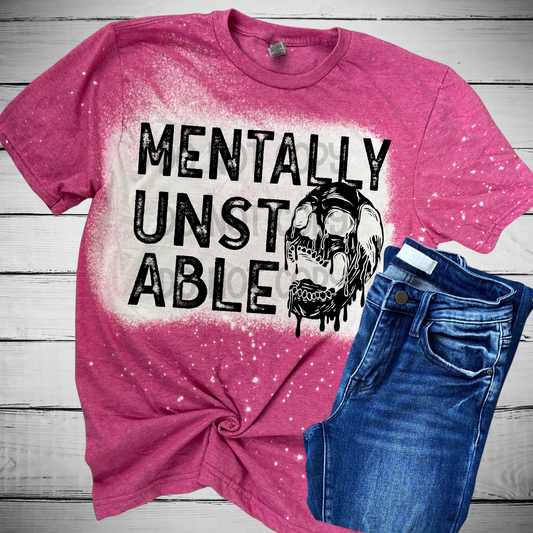 Mentally Unstable Bleached Distressed Tee Shirt