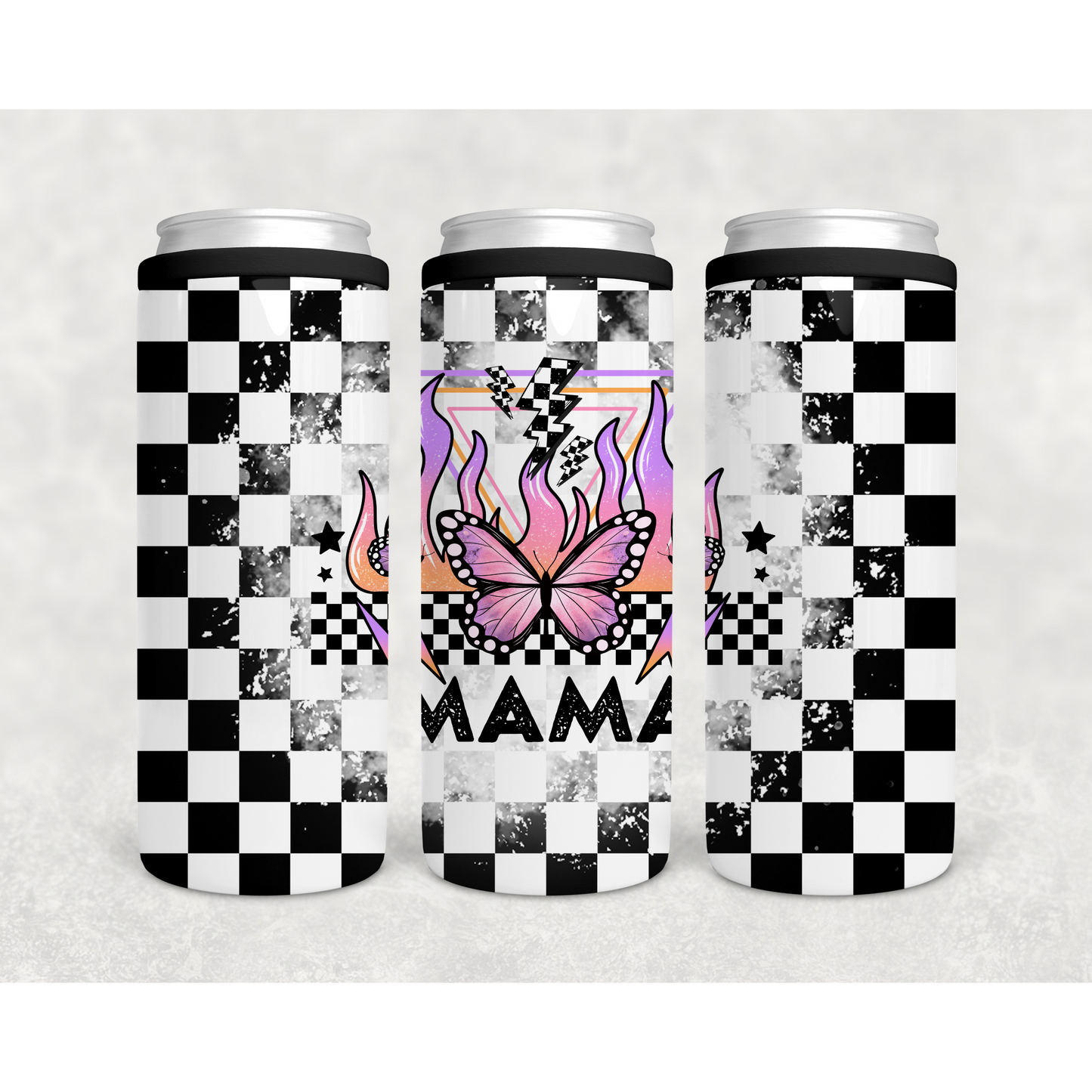 MAMA Butterfly Checkered Can Cooler