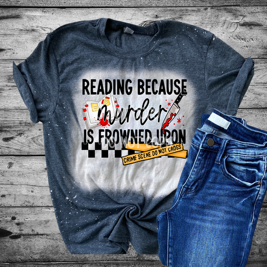 Reading Because Bleached Distressed Tee Shirt