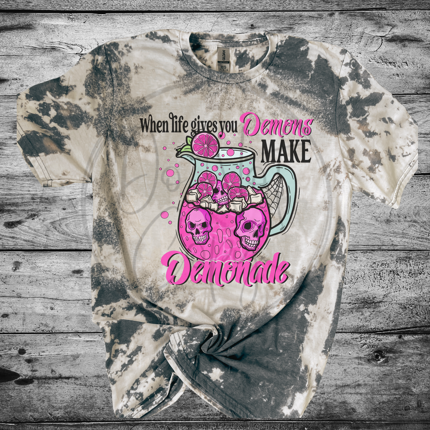 When life gives you demons Bleached Distressed Tee Shirt