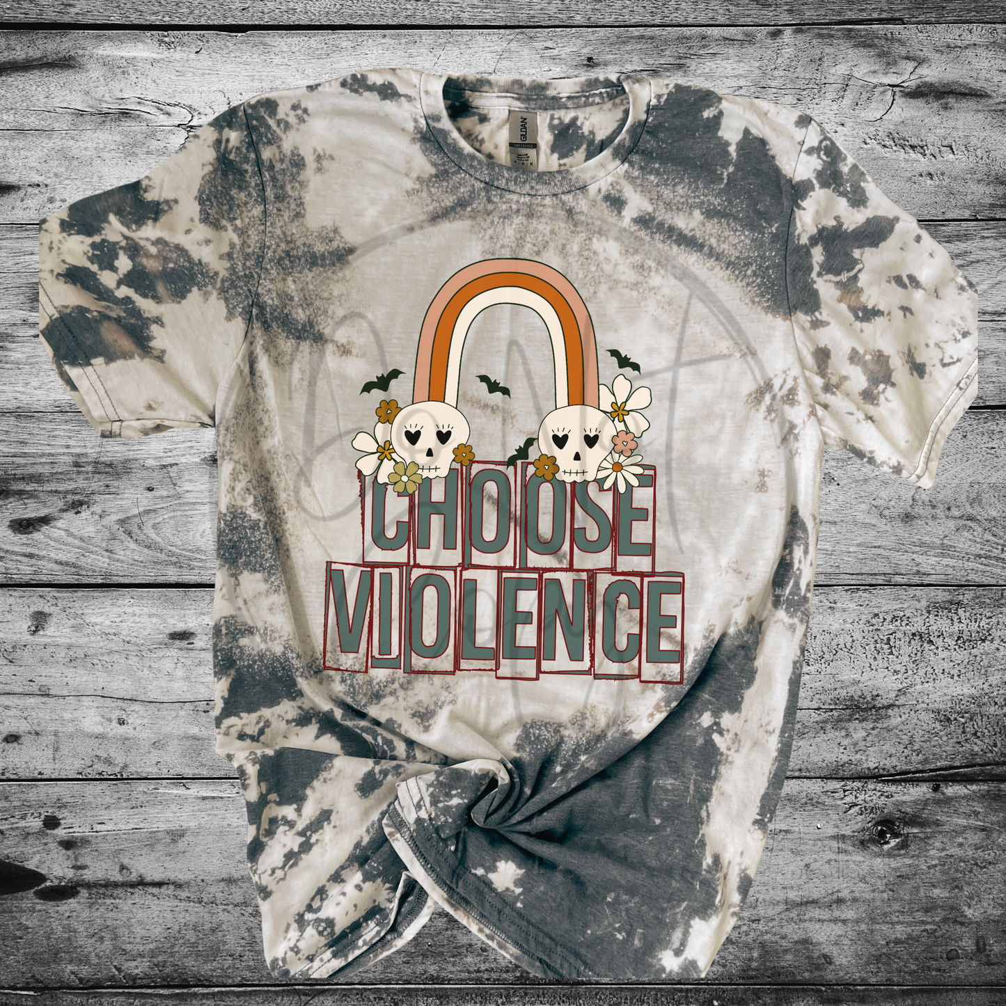 Choose Violence Bleached Distressed Tee Shirt