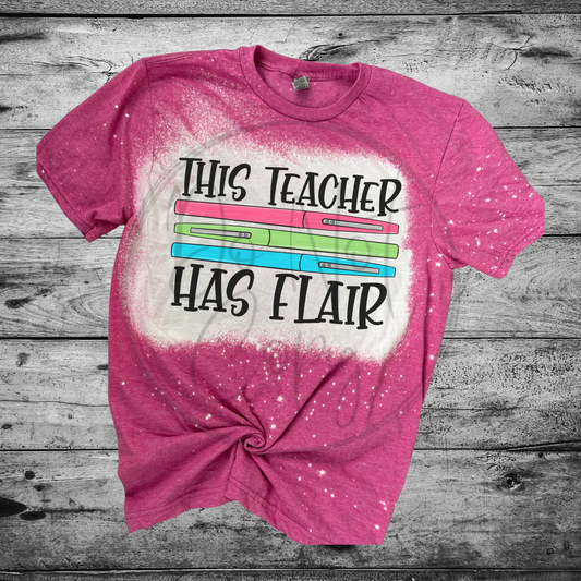 This teacher has flair Bleached Distressed Tee Shirt