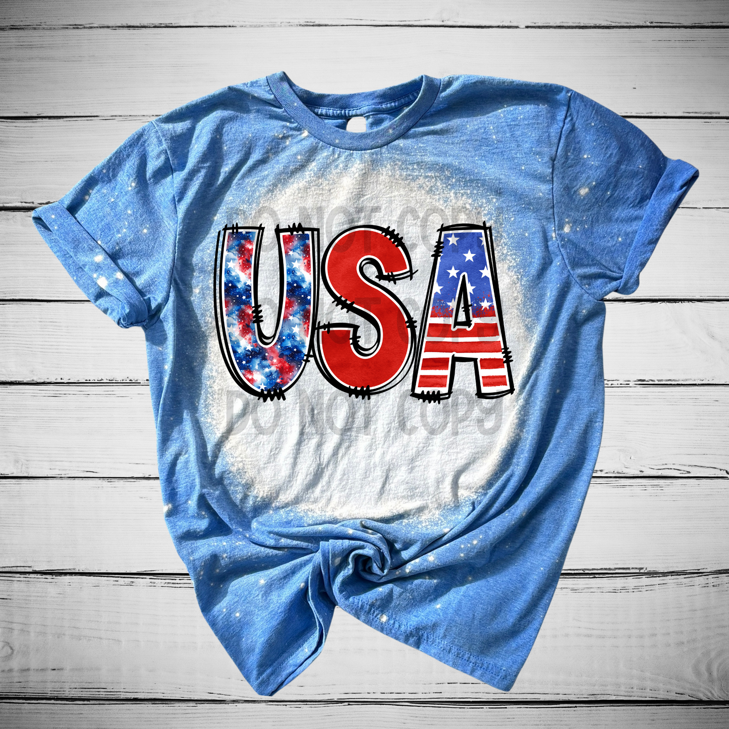 USA Bleached Distressed Tee Shirt