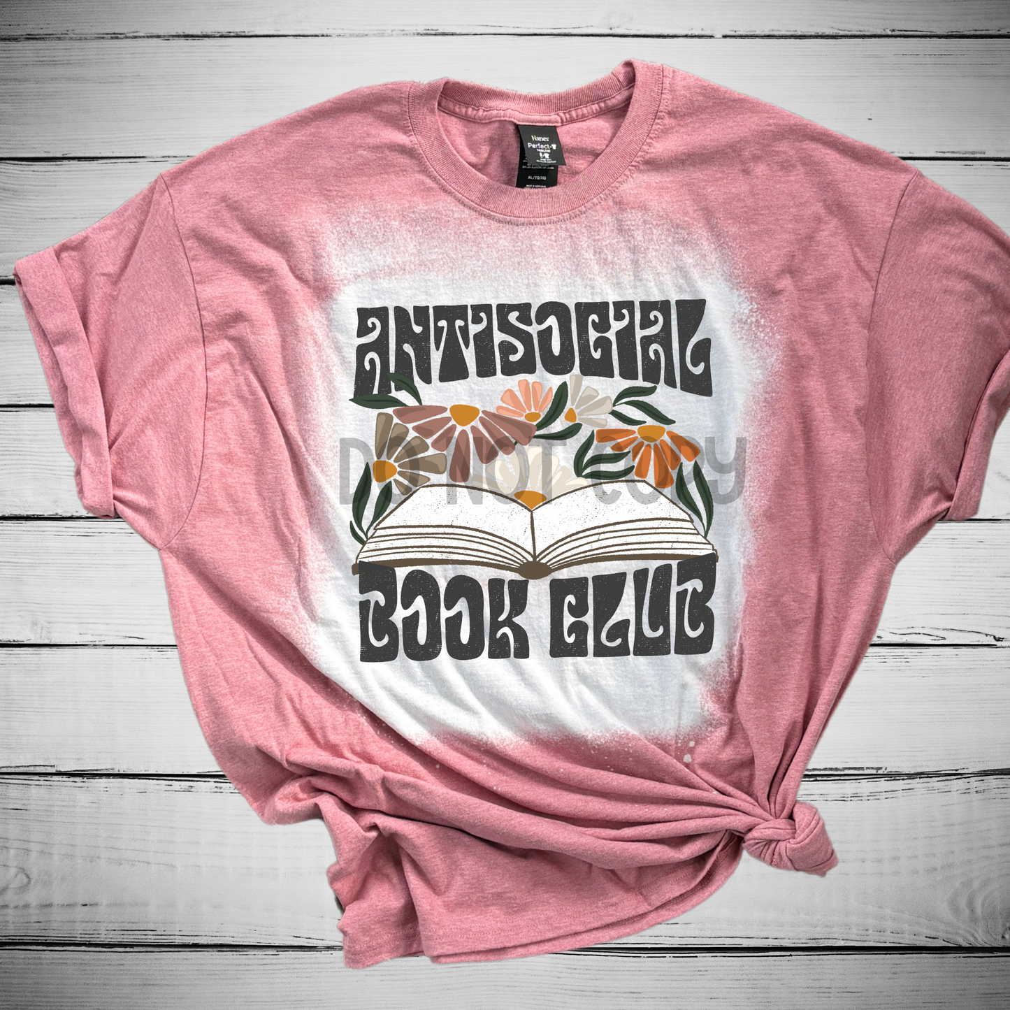 Antisocial Book Club Bleached Distressed Tee Shirt