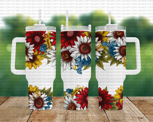 Patriotic Floral 40oz Tumbler