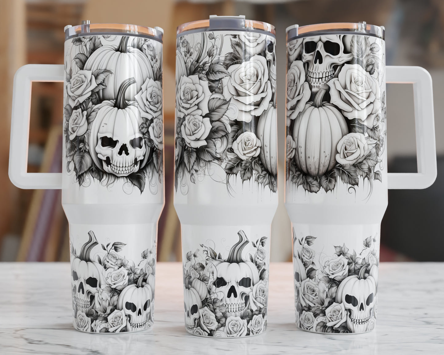 Black and white Halloween 40oz Tumbler