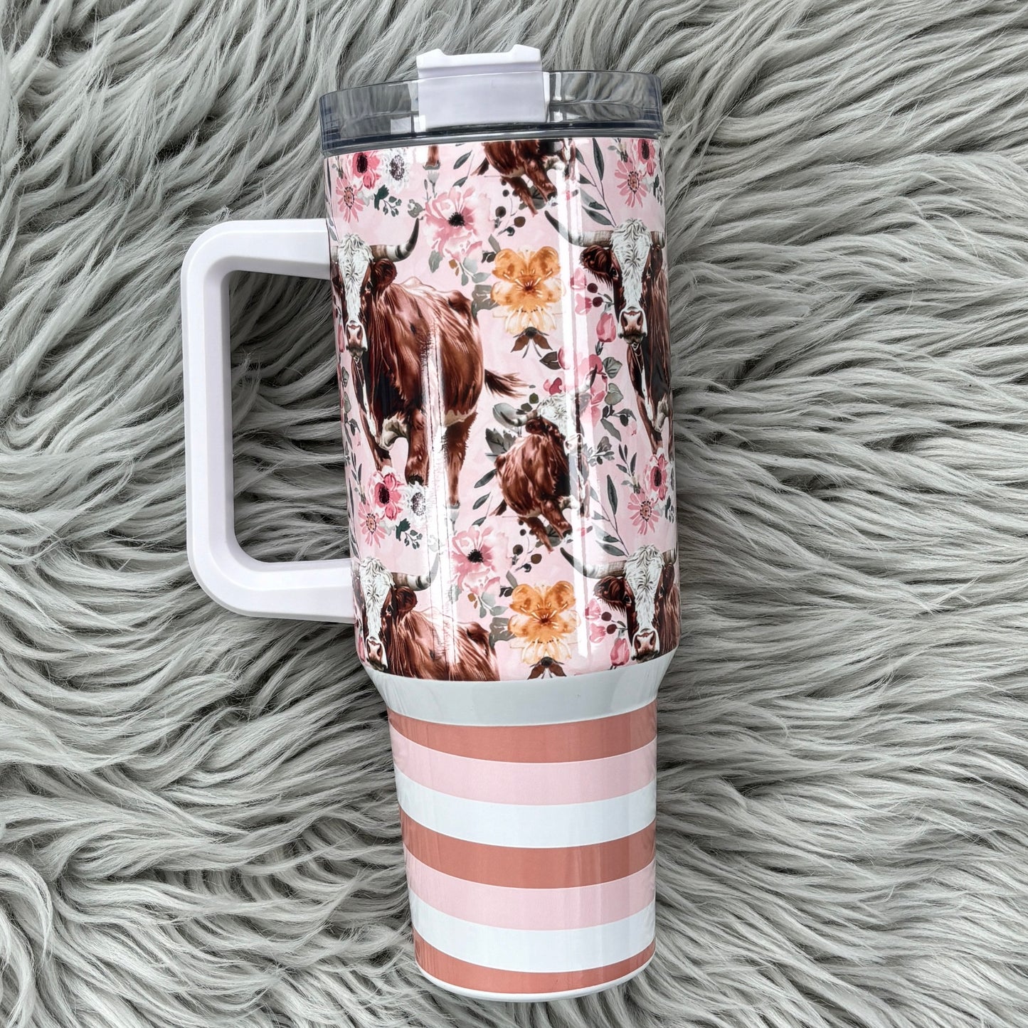 Blush Cow BIG Tumbler with Handle