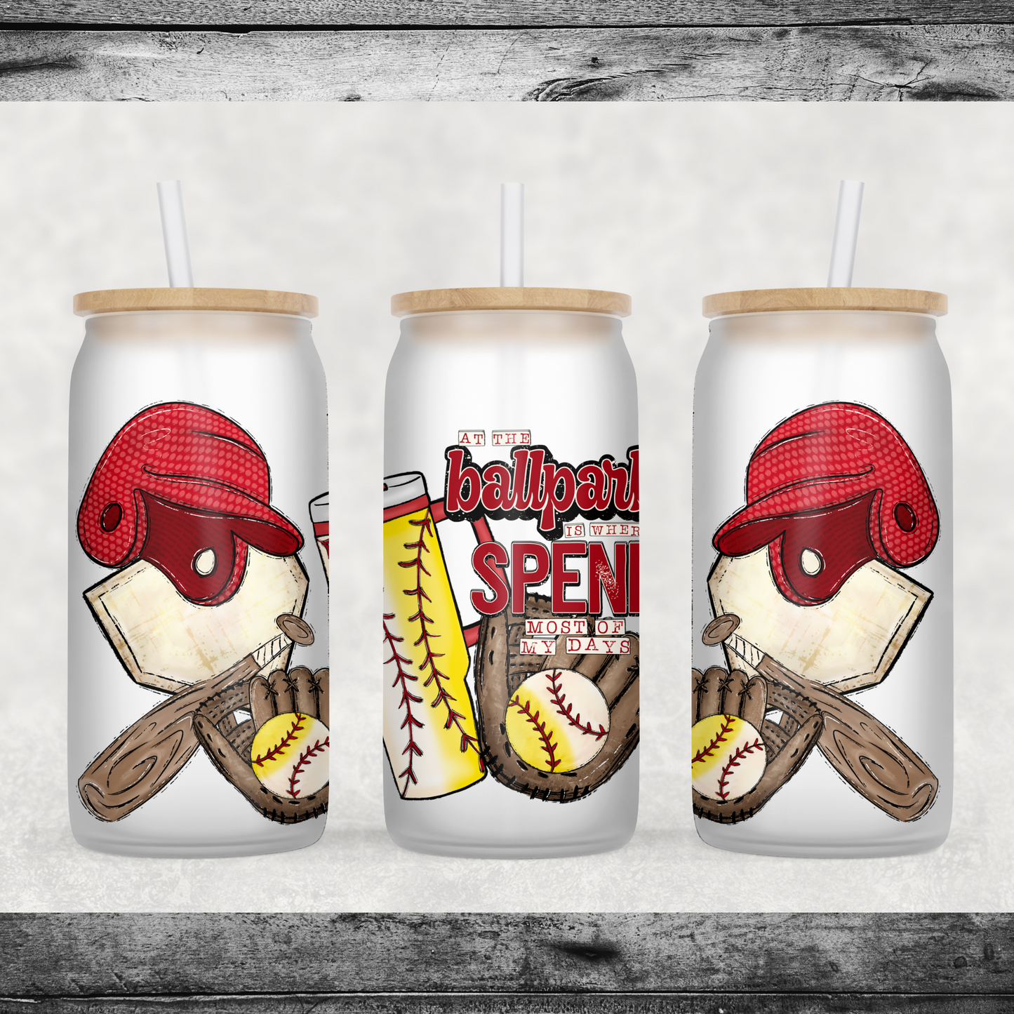 At the Ballpark Softball and Baseball Glass Can