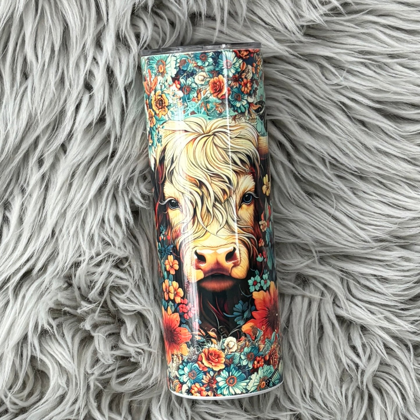 Highland Cow Teal Tumbler