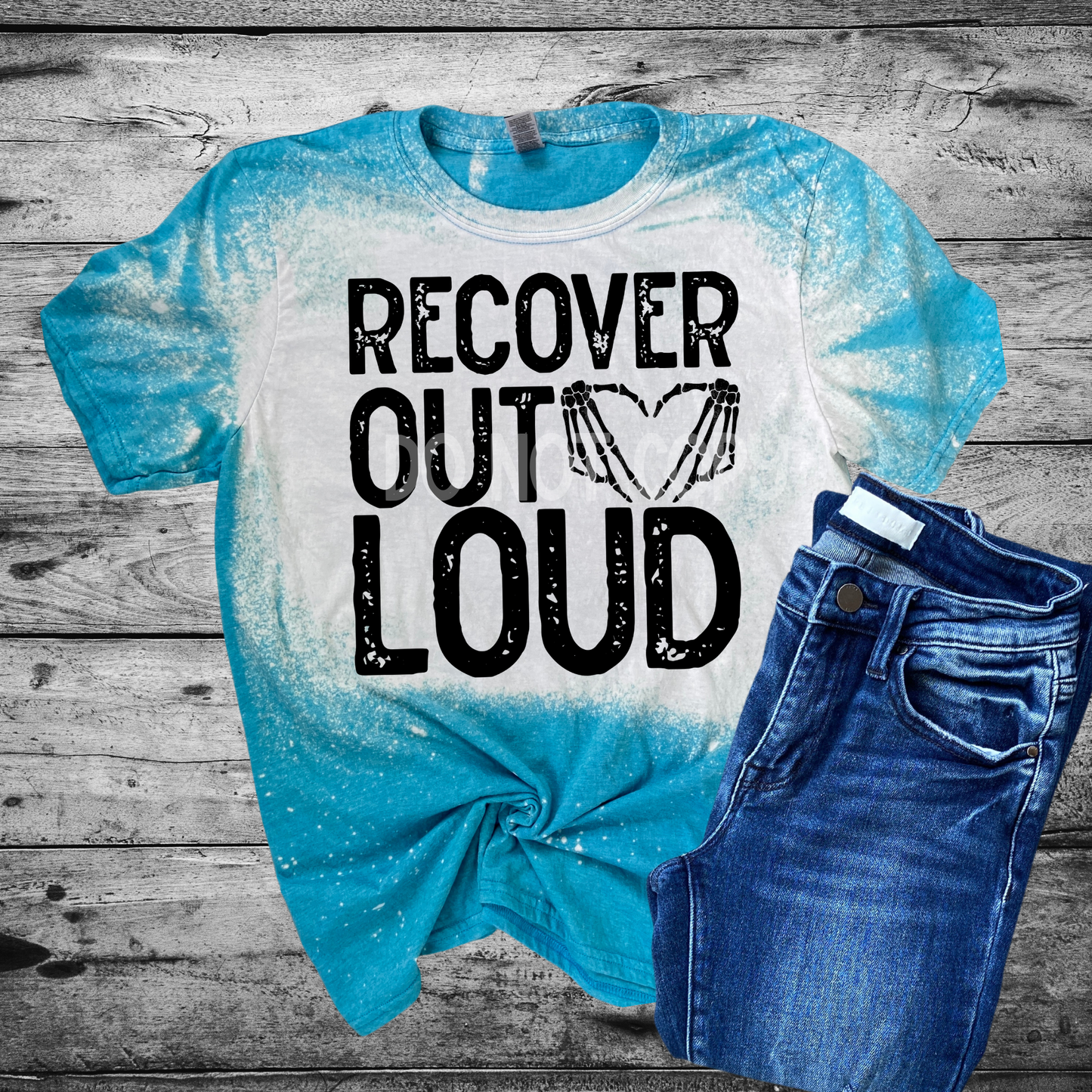 Recover Out Loud Bleached Distressed Tee Shirt