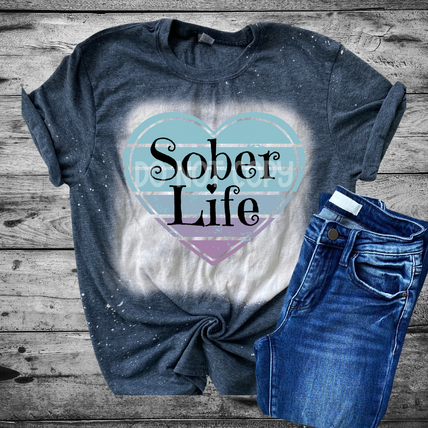 Sober Life Bleached Distressed Tee Shirt