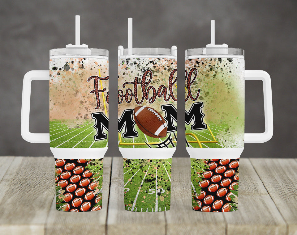 Football Mom 40oz Tumbler with Handle