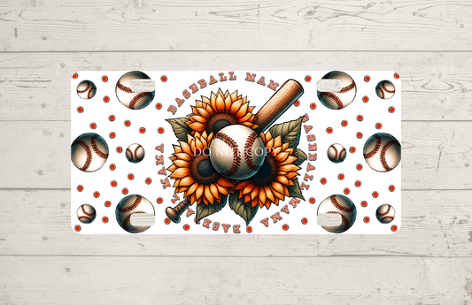 Baseball Mama Sunflower License Plate