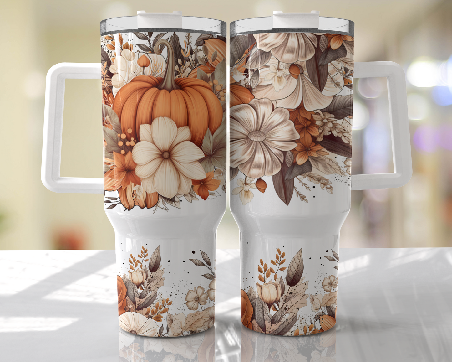 Boho Pumpkin BIG Tumbler with Handle