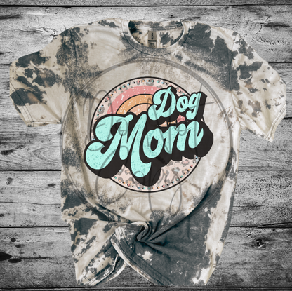 Dog Mom Bleached Distressed Tee Shirt