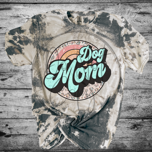 Dog Mom Bleached Distressed Tee Shirt