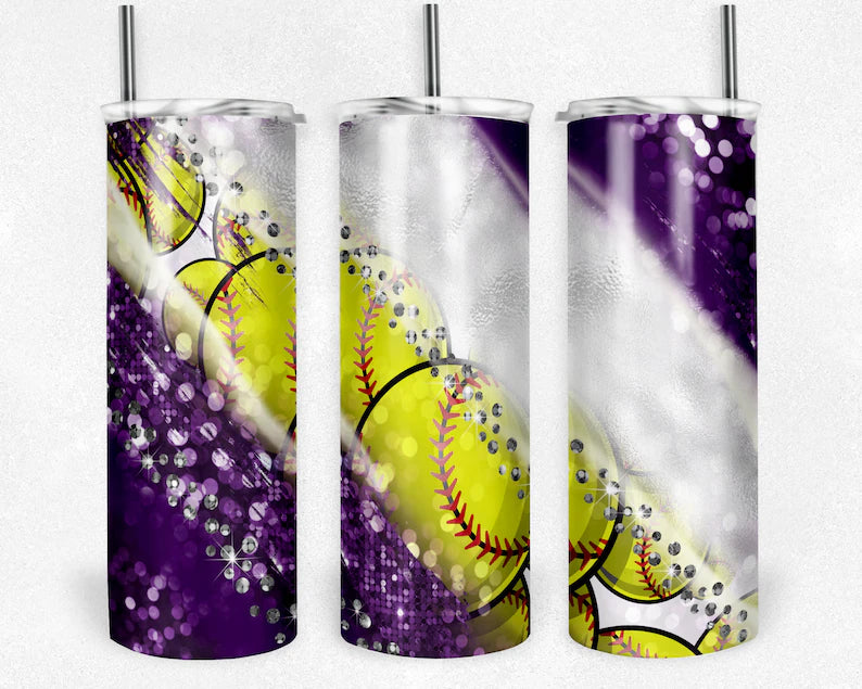 Purple Softball Tumbler