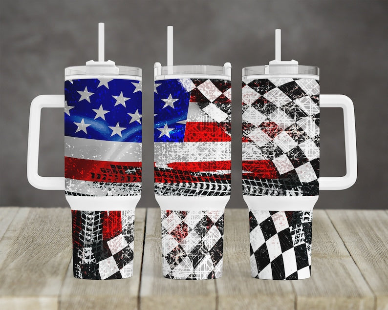 Racing flag BIG Tumbler with Handle