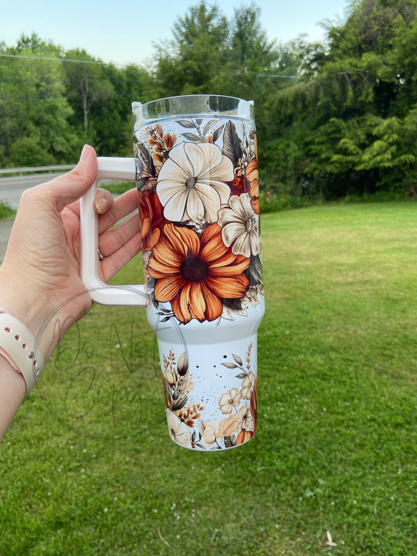 Boho flowers BIG Tumbler with Handle