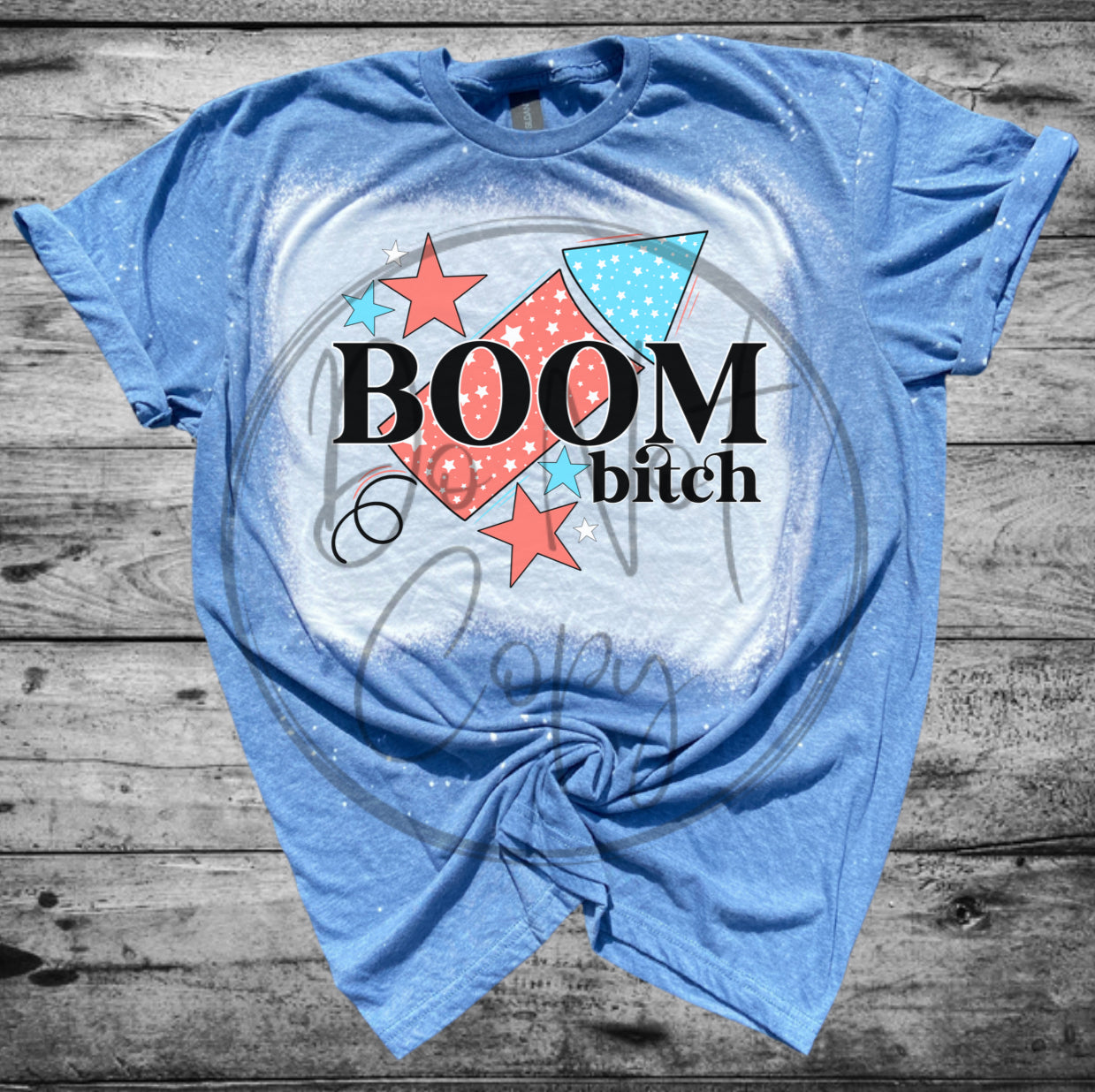 Boom Bitch Bleached Distressed Tee Shirt