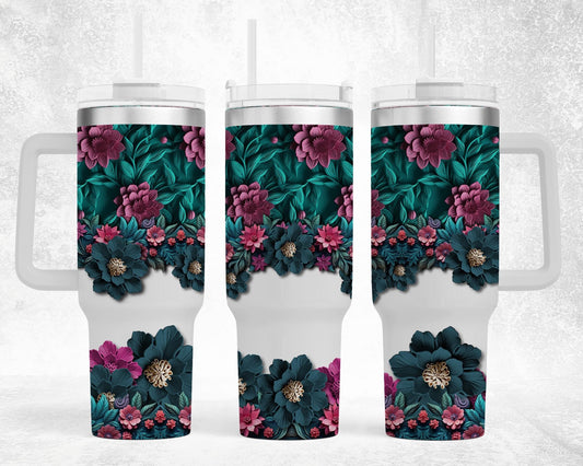 Floral 3D BIG Tumbler with Handle