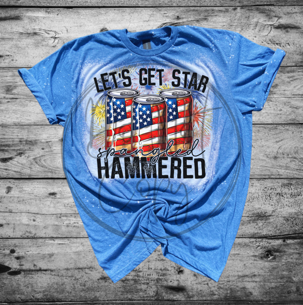 Star spangled hammered Bleached Distressed Tee Shirt