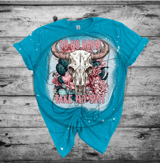 Take no bull Bleached Distressed Tee Shirt