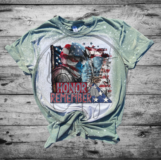 Honor and Remember Bleached Distressed Tee Shirt