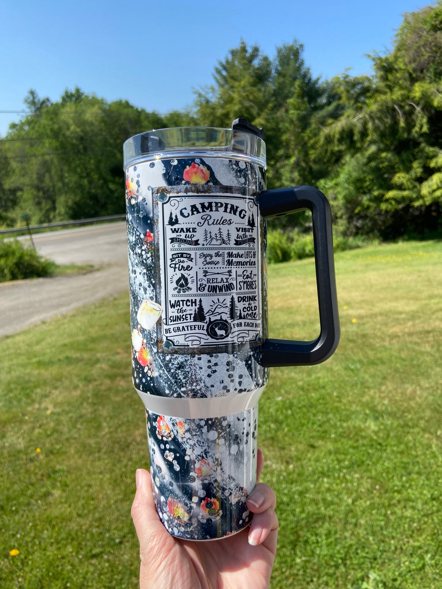 Camping Rules BIG Tumbler with Handle