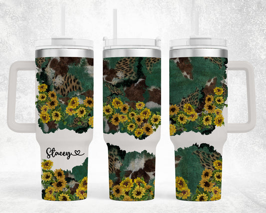 Western and sunflowers BIG Tumbler with Handle