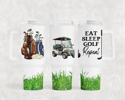 Eat sleep golf repeat BIG Tumbler with Handle