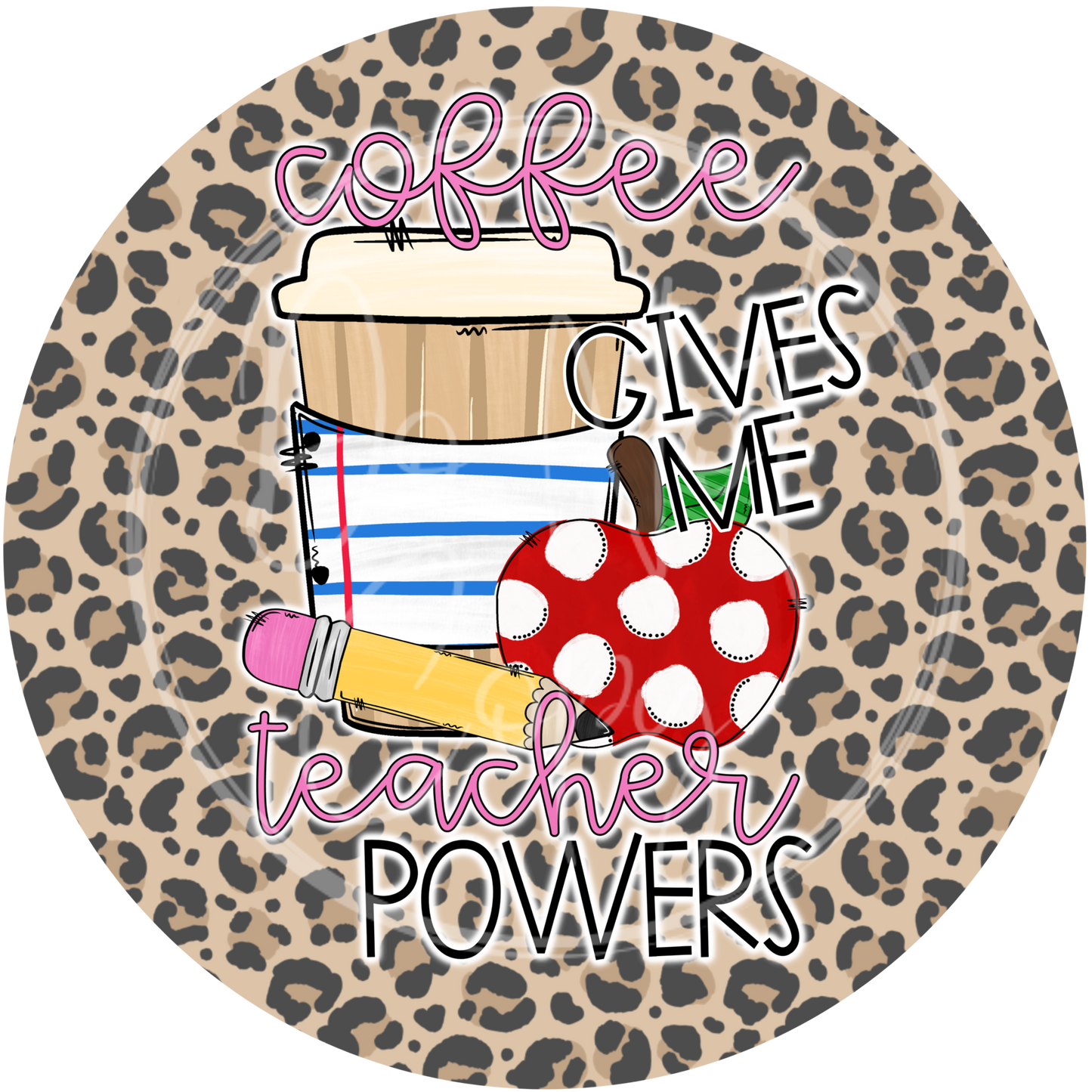 Coffee Gives Me Teacher Powers Leopard Car Coaster Set