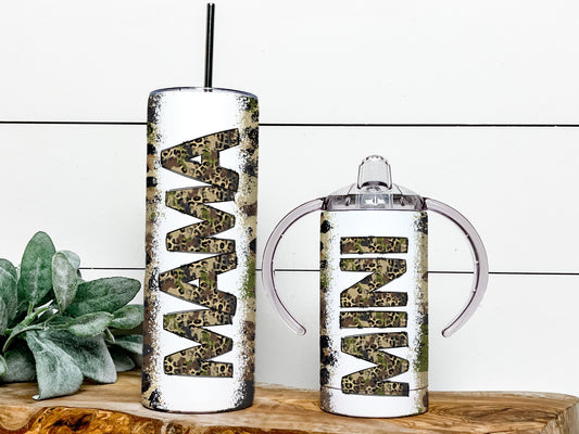 Mini & Me Leopard Camo Mama Mini Tumbler Set