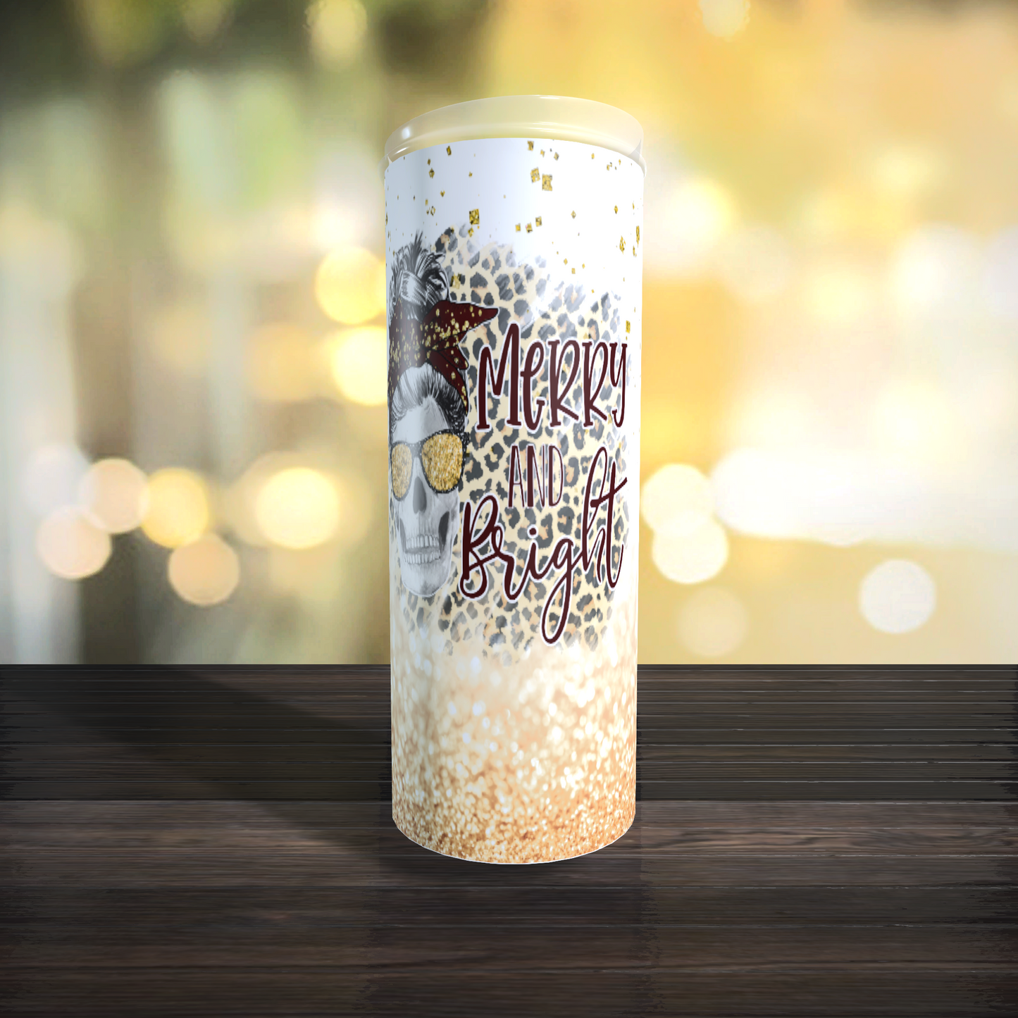 Merry and Bright Skull TUMBLER