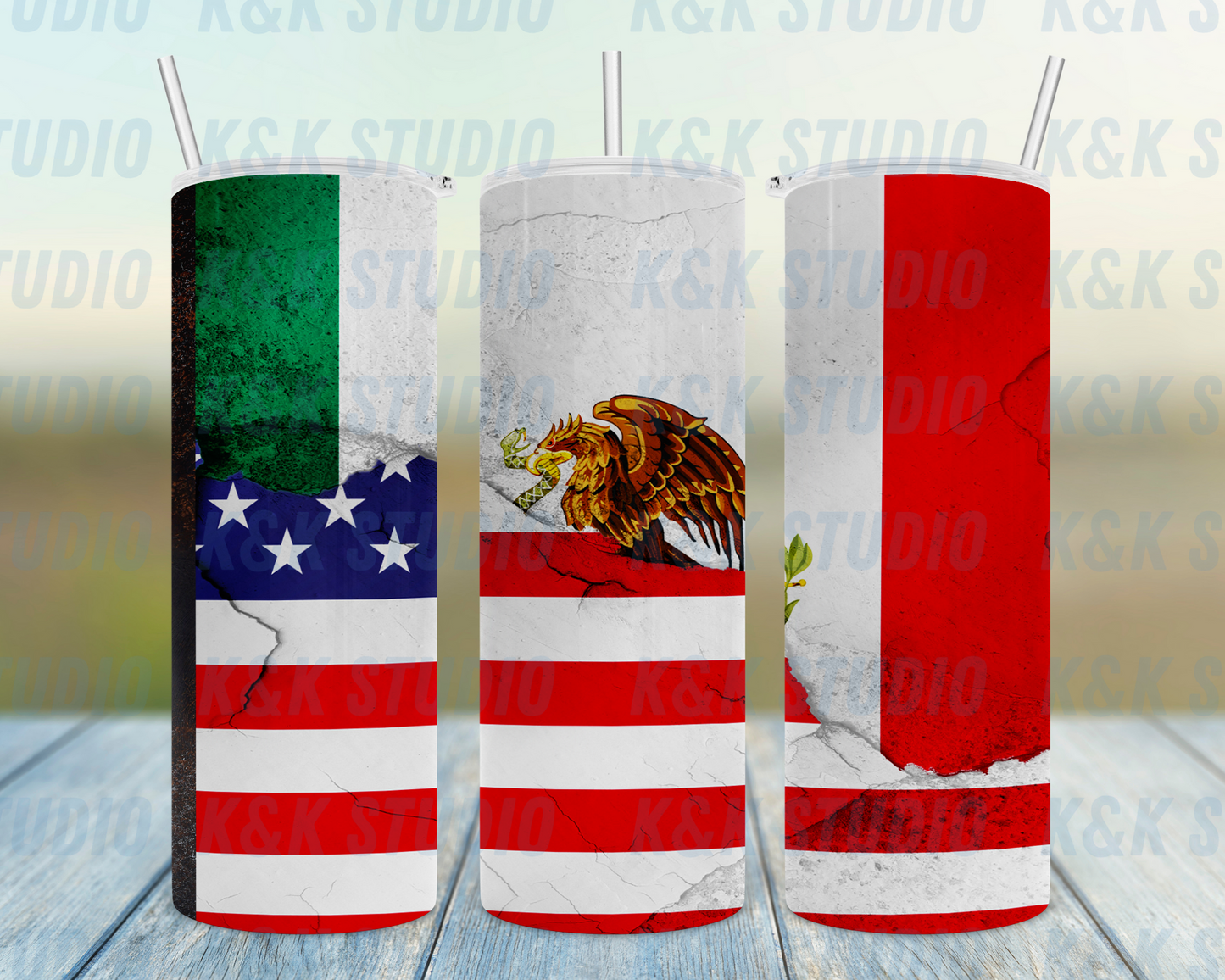 Mexico-American Flag Tumbler