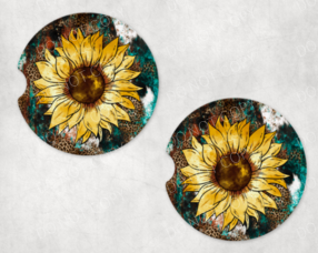 Western Sunflower Car Coaster Set