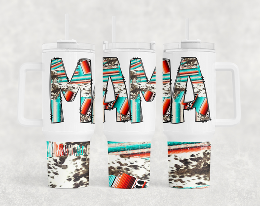 Serape Cow 2 Mama BIG Tumbler with Handle