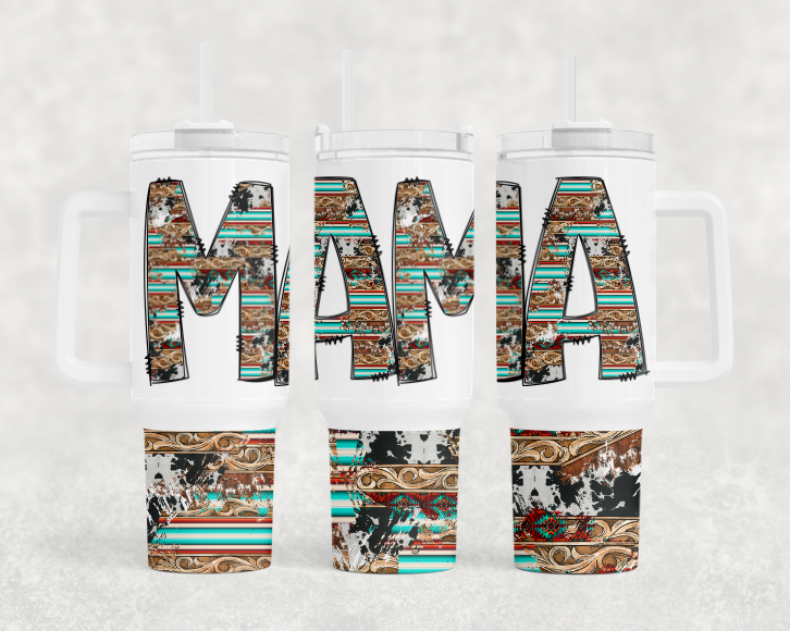 Serape Cow Mama BIG Tumbler with Handle