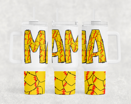 Softball Mama BIG Tumbler with Handle