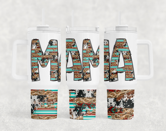 Western Mama BIG Tumbler with Handle