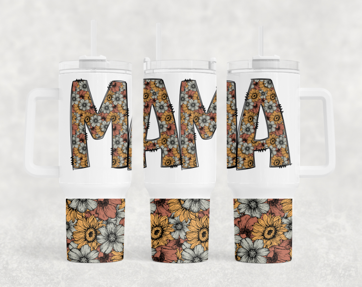 Mama Floral BIG Tumbler with Handle