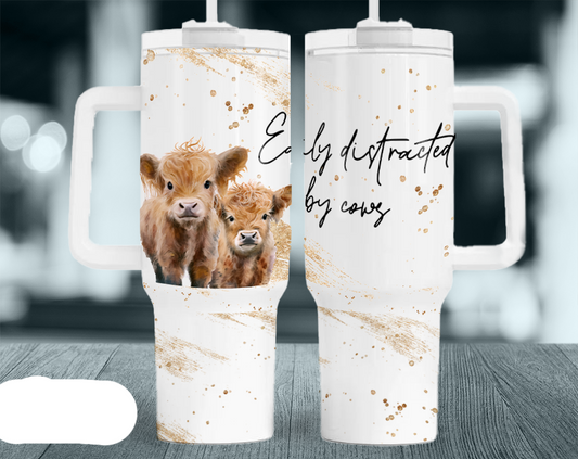 Easily distracted by cows BIG Tumbler with Handle