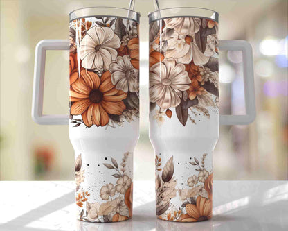 Boho flowers BIG Tumbler with Handle