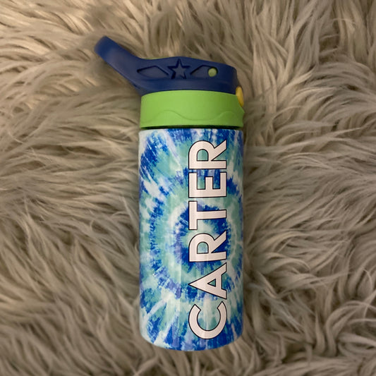 Blue Green Tie Dye Kids Tumbler