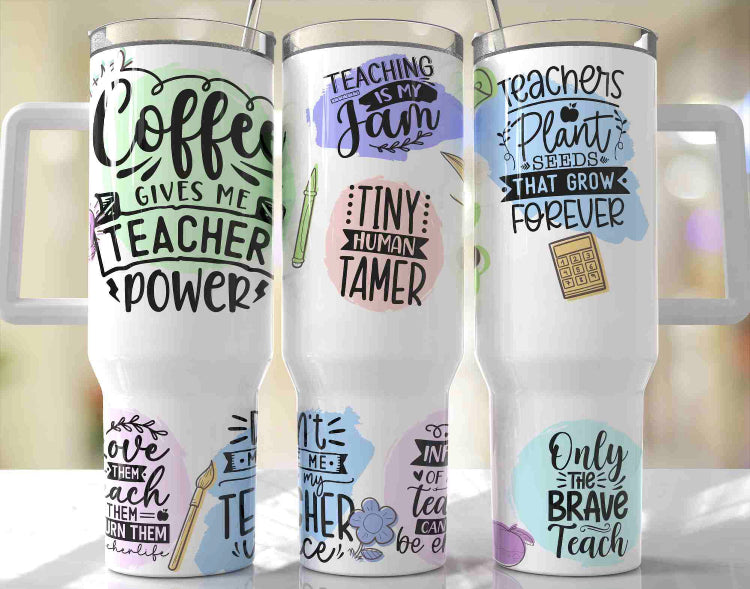 Coffee Gives Me Teacher Power BIG Tumbler with Handle