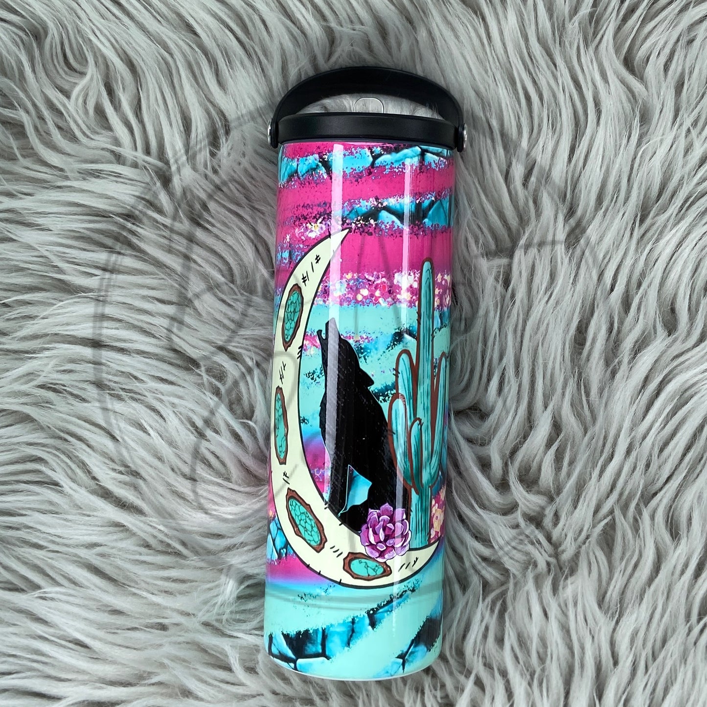 Howl at the moon teal and pink Tumbler