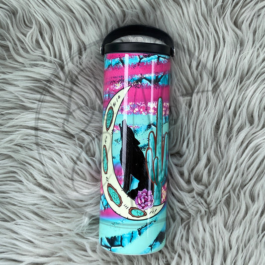 Howl at the moon teal and pink Tumbler