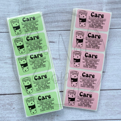 Cup care instructions stickers